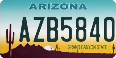 AZ license plate AZB5840