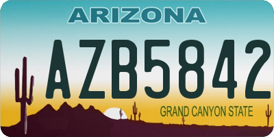 AZ license plate AZB5842
