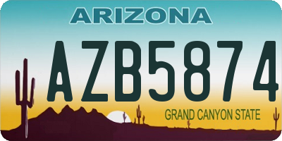 AZ license plate AZB5874