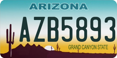 AZ license plate AZB5893