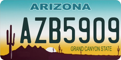 AZ license plate AZB5909