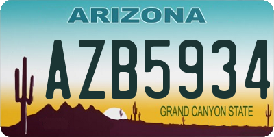 AZ license plate AZB5934
