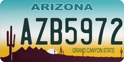 AZ license plate AZB5972