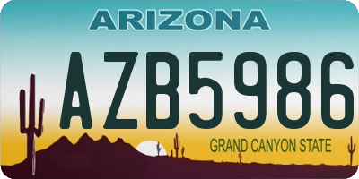 AZ license plate AZB5986
