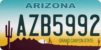 AZ license plate AZB5992