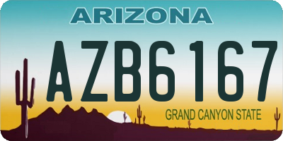 AZ license plate AZB6167
