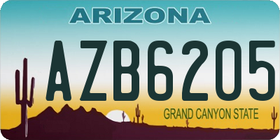 AZ license plate AZB6205