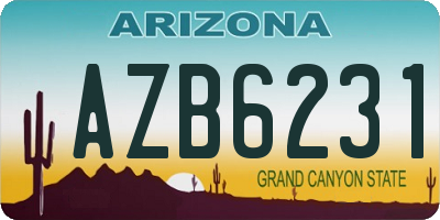 AZ license plate AZB6231