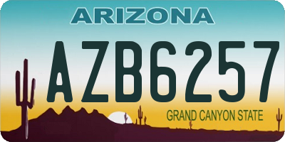AZ license plate AZB6257