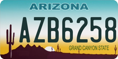 AZ license plate AZB6258