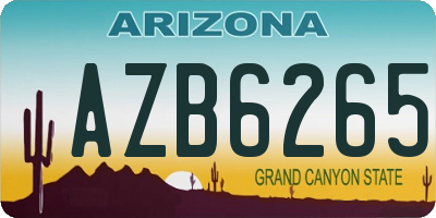 AZ license plate AZB6265