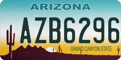 AZ license plate AZB6296