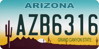 AZ license plate AZB6316
