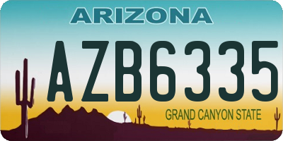 AZ license plate AZB6335