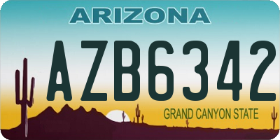 AZ license plate AZB6342