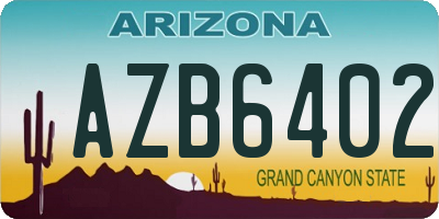 AZ license plate AZB6402