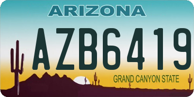 AZ license plate AZB6419