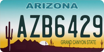 AZ license plate AZB6429