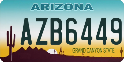 AZ license plate AZB6449