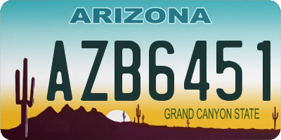 AZ license plate AZB6451