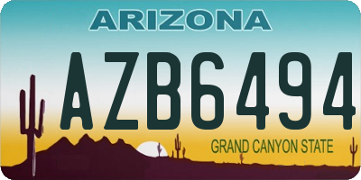 AZ license plate AZB6494