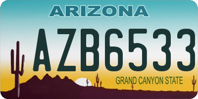 AZ license plate AZB6533