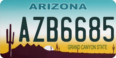 AZ license plate AZB6685