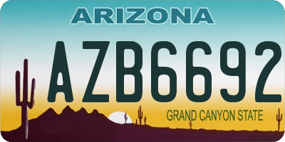 AZ license plate AZB6692