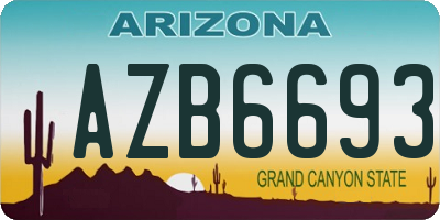 AZ license plate AZB6693