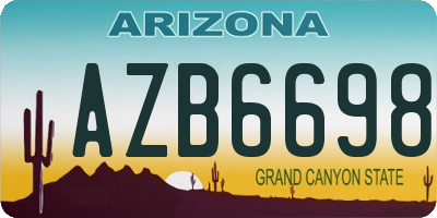 AZ license plate AZB6698