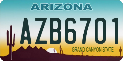 AZ license plate AZB6701