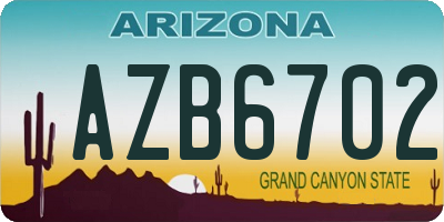 AZ license plate AZB6702