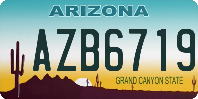 AZ license plate AZB6719