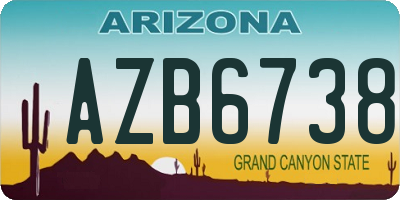 AZ license plate AZB6738
