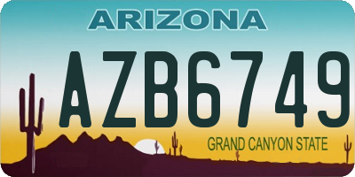 AZ license plate AZB6749
