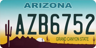AZ license plate AZB6752