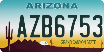 AZ license plate AZB6753
