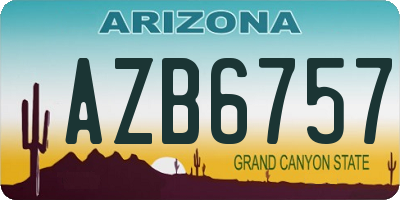 AZ license plate AZB6757