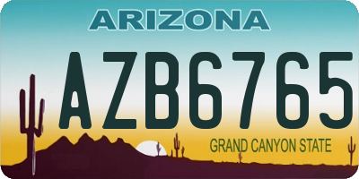 AZ license plate AZB6765
