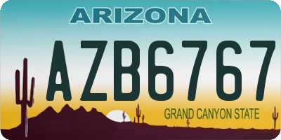 AZ license plate AZB6767
