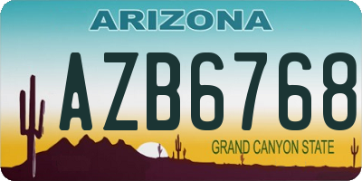 AZ license plate AZB6768