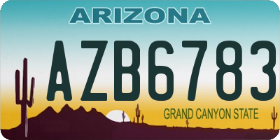 AZ license plate AZB6783
