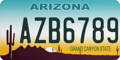 AZ license plate AZB6789