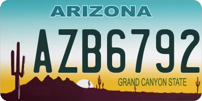 AZ license plate AZB6792