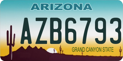 AZ license plate AZB6793