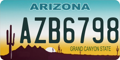 AZ license plate AZB6798