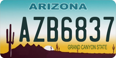 AZ license plate AZB6837