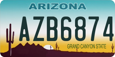 AZ license plate AZB6874