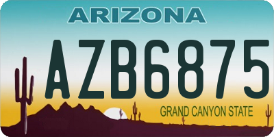 AZ license plate AZB6875