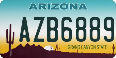 AZ license plate AZB6889